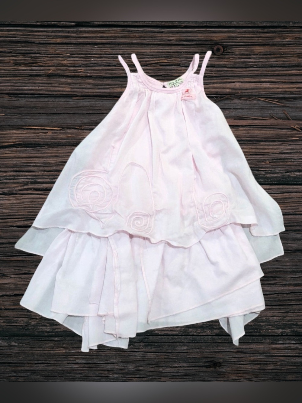 Y2K Eliane et Lena Girls 3T Pink Layered Ruffle Hi Low Boho Party Dress